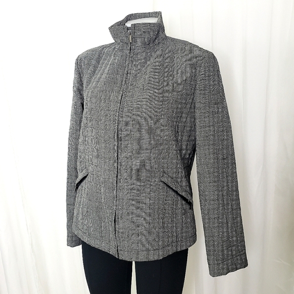 Giorgio Armani wool blend quilted coat gray zip up mock neck size IT 42 - Picture 1 of 10